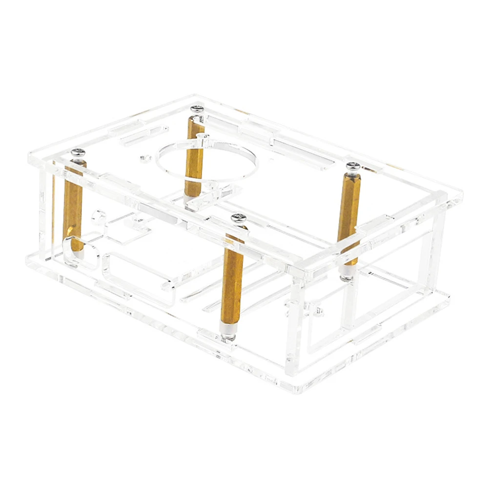 Protective acrylic case for Raspberry pi 5 motherboards with cooling fan for lower temperatures
Protective acrylic case for Raspberry pi 5 motherboards with cooling fan for lower temperatures