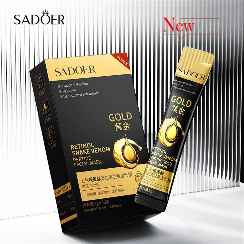 SADOER Retinol Mask Snake Venom Peptide Gold Mask Hydrating Moisturizing Skin Tightening Fade Fine Lines Mask Skin Care Product
SADOER Retinol Mask Snake Venom Peptide Gold Mask Hydrating Moisturizing Skin Tightening Fade Fine Lines Mask Skin Care Product