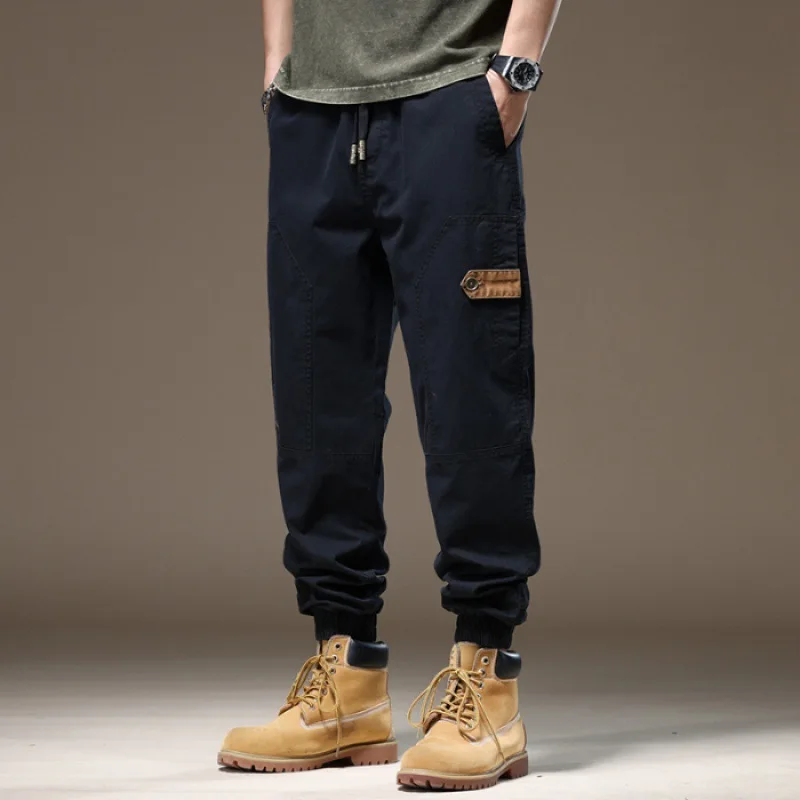 

2024 New American Retro Workwear Casual Pants Men's Summer Street Trend Ankle-Tied Sports Ninth Pants