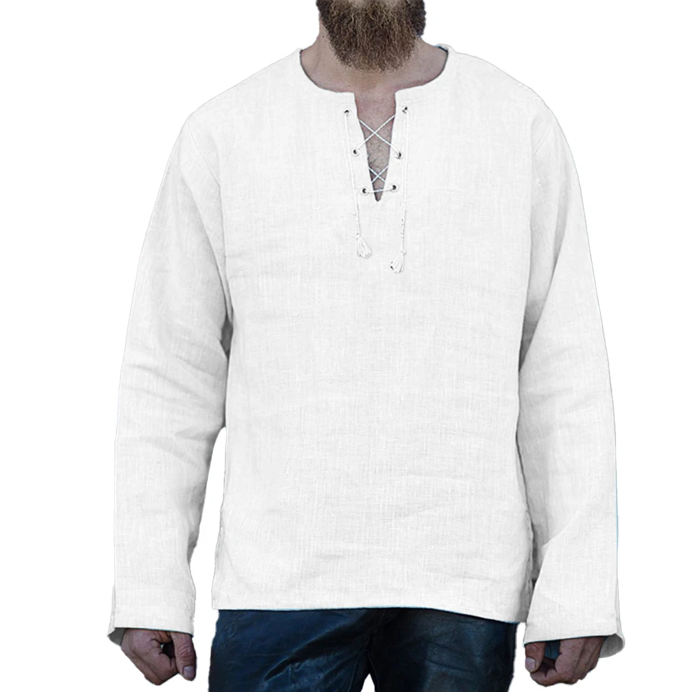 Stylish V Neck Lace Up Casual Shirt Tee for Men Retro Baggy Tops Blouse Plain Design Long Sleeve Various Color Options
Stylish V Neck Lace Up Casual Shirt Tee for Men Retro Baggy Tops Blouse Plain Design Long Sleeve Various Color Options