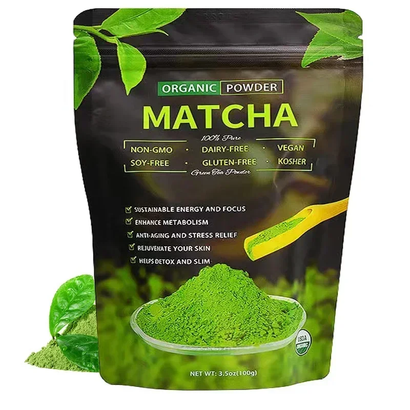 

Wholesale 100% Natural Matcha Powder 100g/bag Milk Drink Green Tea Dessert Cake Edible Baking Ingredients Ice Cream Tools