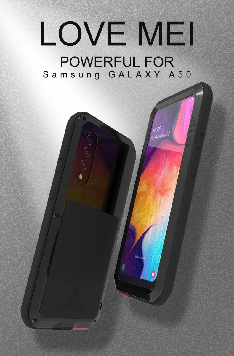 Металлический чехол для Samsung Galaxy A50, чехол Love Mei, мощные противоударные и грязеотталкивающие водонепроницаемые чехлы для телефонов Samsung Galaxy A50
Металлический чехол для Samsung Galaxy A50, чехол Love Mei, мощные противоударные и грязеотталкивающие водонепроницаемые чехлы для телефонов Samsung Galaxy A50