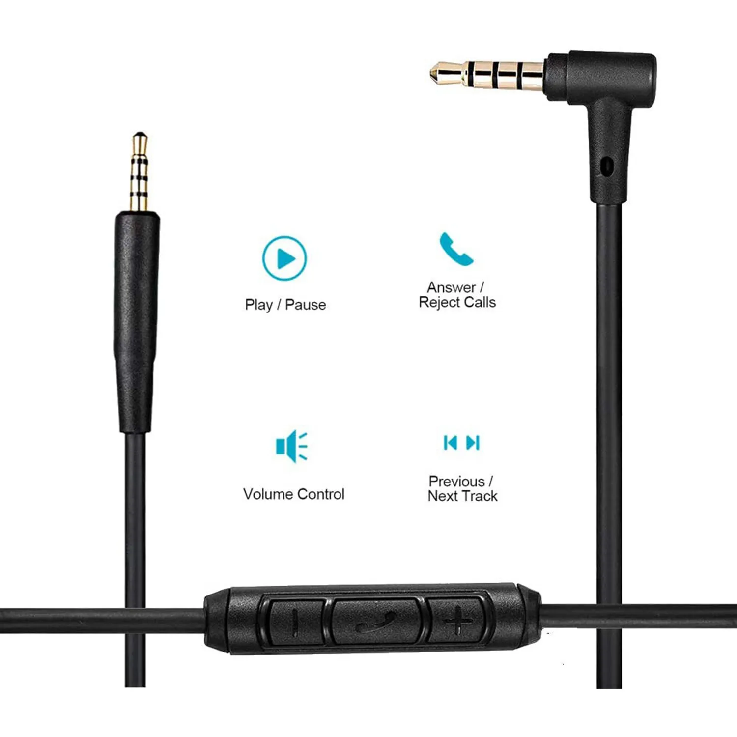 Replacement Audio Extension Cable Cord Wire,for Bose QuietComfort QC25 QC35 Soundlink SoundTrue On Ear Headphones with in Line M Replacement Audio Extension Cable Cord Wire,for Bose QuietComfort QC25 QC35 Soundlink SoundTrue On Ear Headphones with in Line M