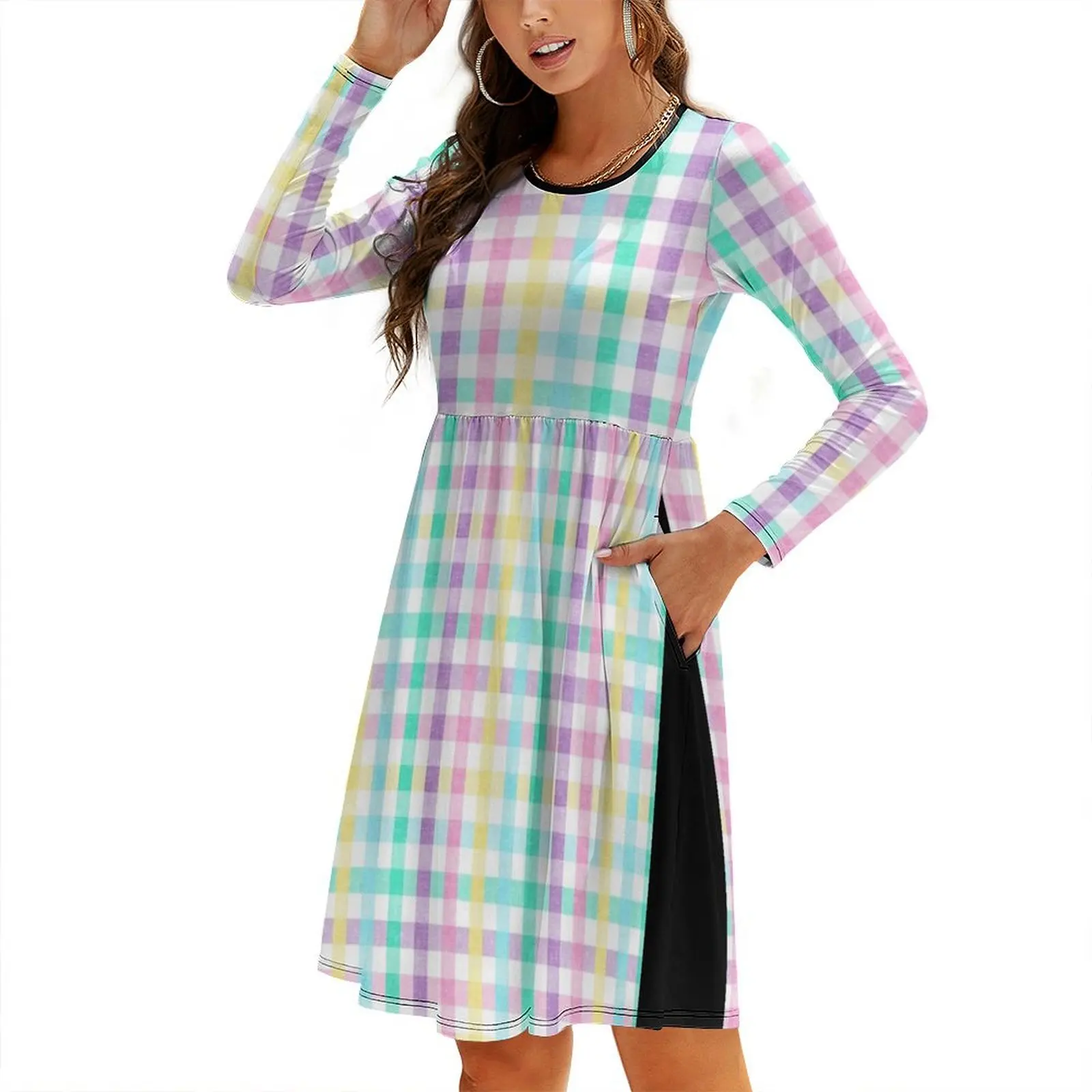 Spring Plaid - Pastel Easter Check Round Neck Baggy Dress Dress for pregnant women Clothing
Spring Plaid - Pastel Easter Check Round Neck Baggy Dress Dress for pregnant women Clothing