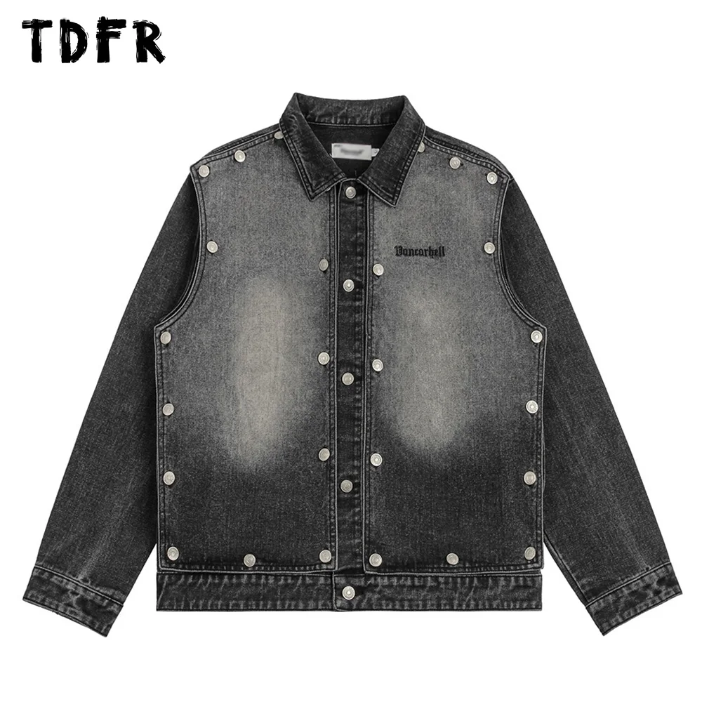 Button Decoration Denim Jacket Mens Autumn Casual Loose Streetwear Lapel Single Breasted Long Sleeve Outerwear Men 
Button Decoration Denim Jacket Mens Autumn Casual Loose Streetwear Lapel Single Breasted Long Sleeve Outerwear Men