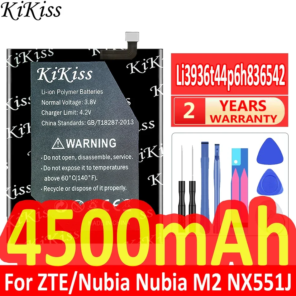 

KiKiss Powerful Battery Li3936t44p6h836542 4500mAh For ZTE/Nubia M2 Dual SIM For NubiaM2 Dual SIM TD-LTE NX551J 5.5" Batteries