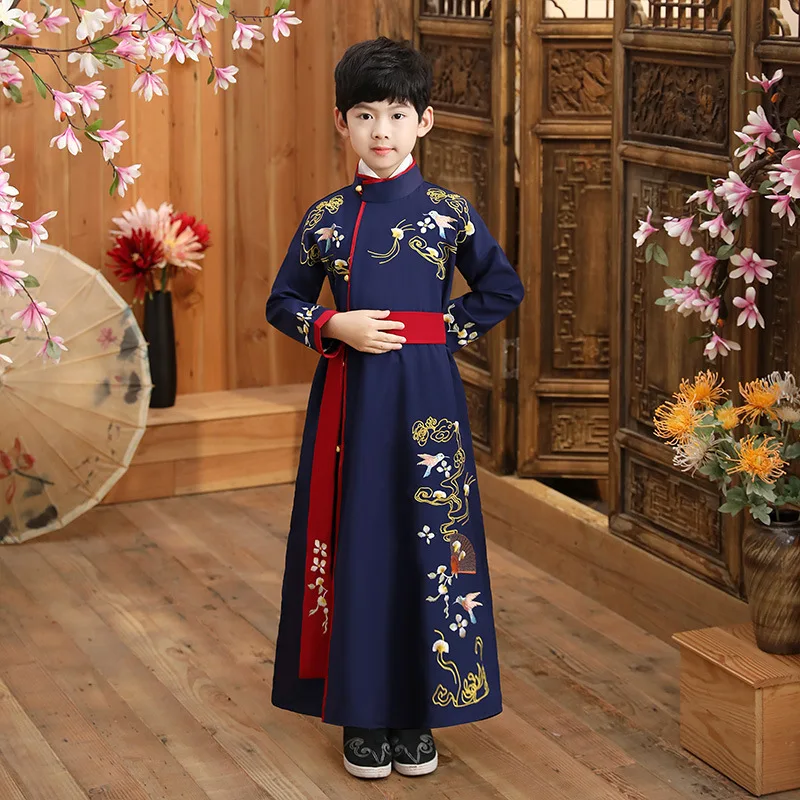 

Новинка, Детские традиционные костюмы Hanfu для мальчиков, летняя одежда в китайском стиле для молодых мастеров, костюм в старинном стиле для мальчиков, классная одежда