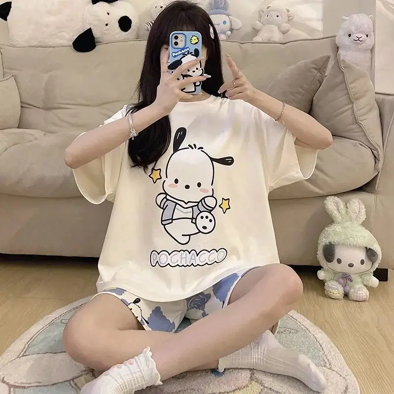 Pochacco Kawaii Sanrio Anime Short Sleeve Pants Pajamas Cute Cartoon Summer Outside Wearing Home Clothing Gifts for Girls
Pochacco Kawaii Sanrio Anime Short Sleeve Pants Pajamas Cute Cartoon Summer Outside Wearing Home Clothing Gifts for Girls
