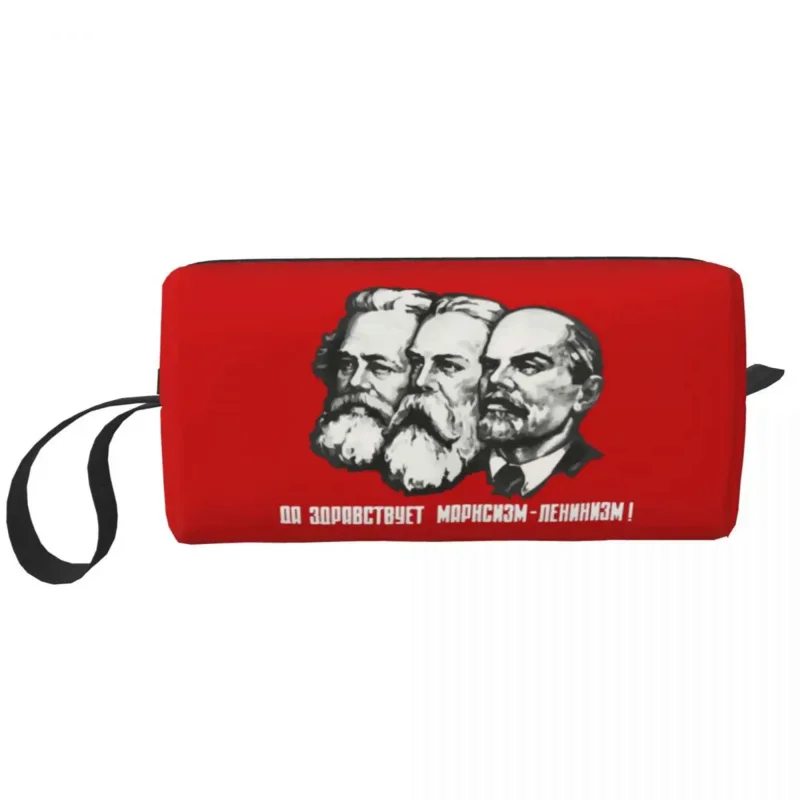 

Marx Engels Lenin Toiletry Bag Women Soviet Union Russian CCCP Communist Socialist Makeup Cosmetic Organizer Dopp Kit Box