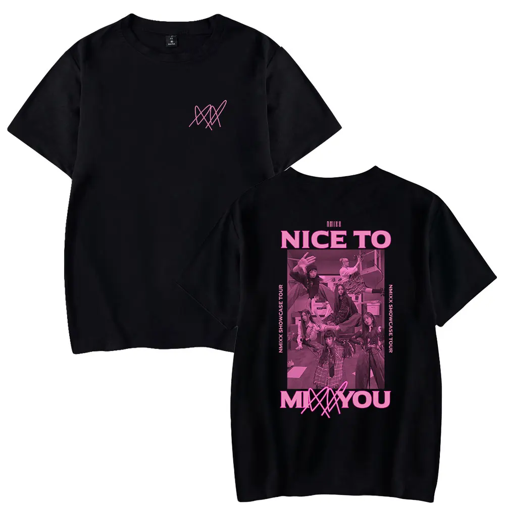 

NMIXX Merch 2023 Showcase Tour Nice To Mixx You T-shirt Men Woman Crewneck Short Sleeves Casual HipHop Clothes