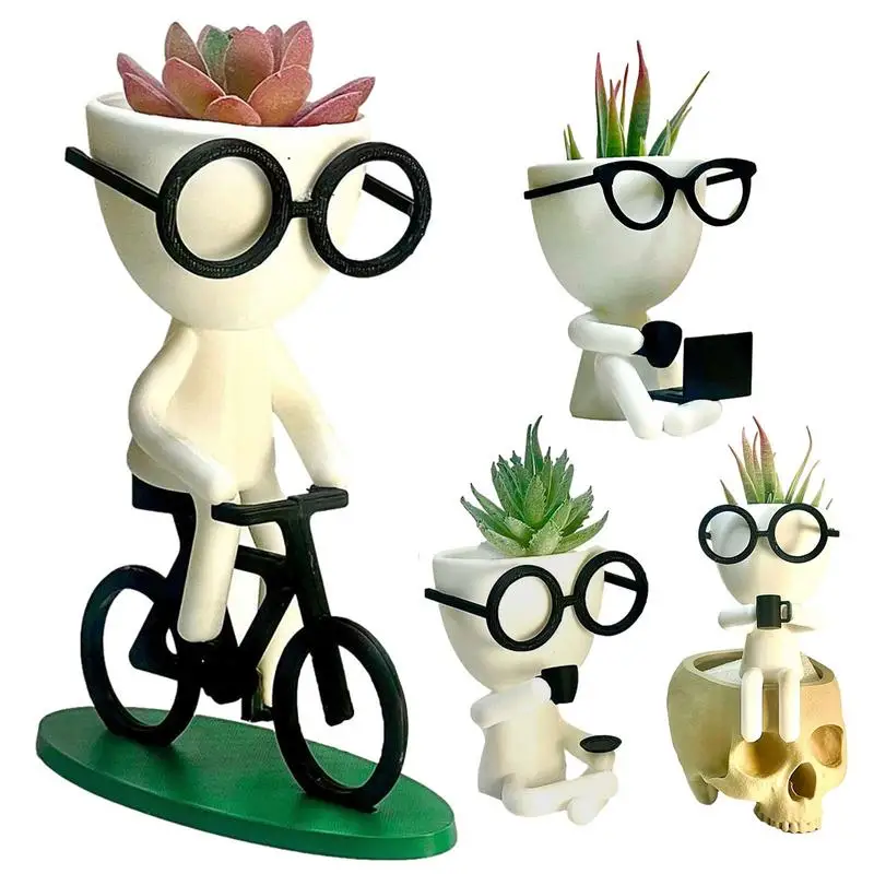 

Humanoid Flower Pot Creative Unique Humanoid Planters Ornament Cute Resin Planter Funny Holiday Gift Home Decoration for Home