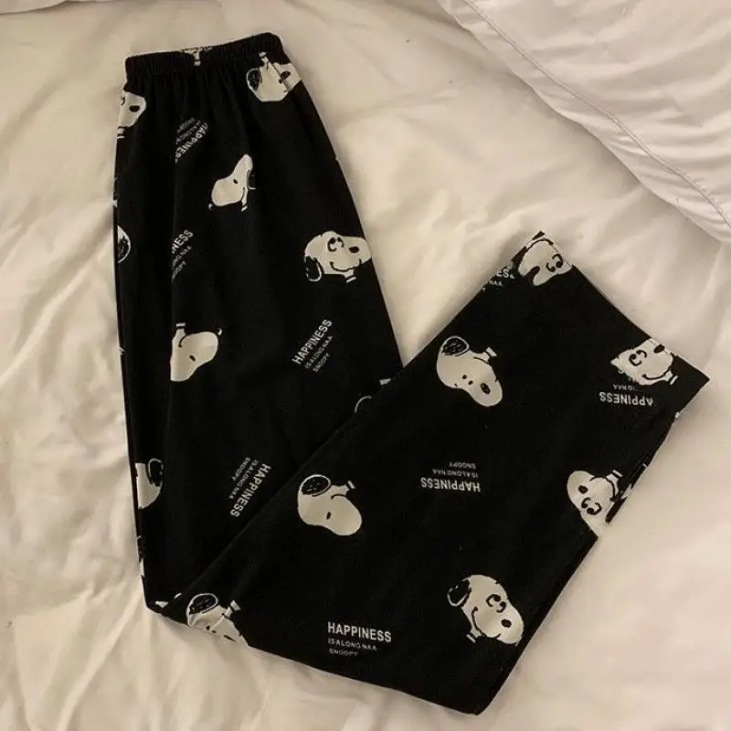 

Kawaii Snoopy Пижамные брюки аниме мультфильм брюки плюс бархатные Пижамные брюки студенческие спальные брюки свободные облегающие брюки