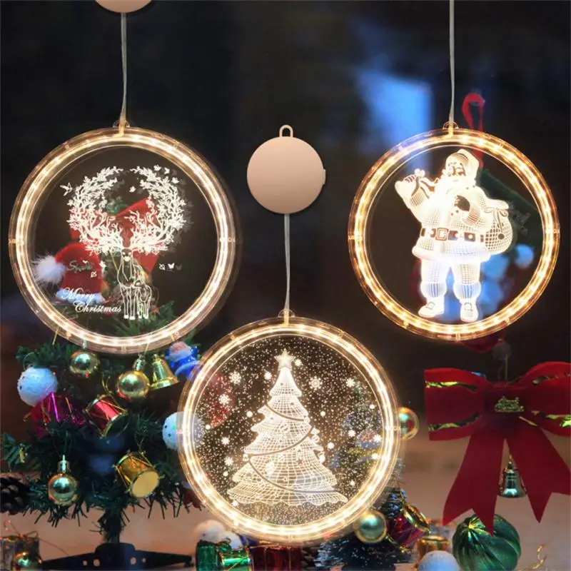 

Christmas Sucker LED Light Xmas Tree Ornaments Navidad 2023 Gift Santa Snowman Hanging Lamp For Holiday Window Home Decor