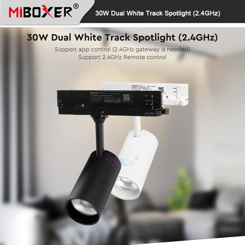 Miboxer 2.4G 30W Dual White Track Light CCT Ceiling brightness adjustable LED Spotlight lamp 110V 220V AC 2.4G RF remote control
Miboxer 2.4G 30W Dual White Track Light CCT Ceiling brightness adjustable LED Spotlight lamp 110V 220V AC 2.4G RF remote control