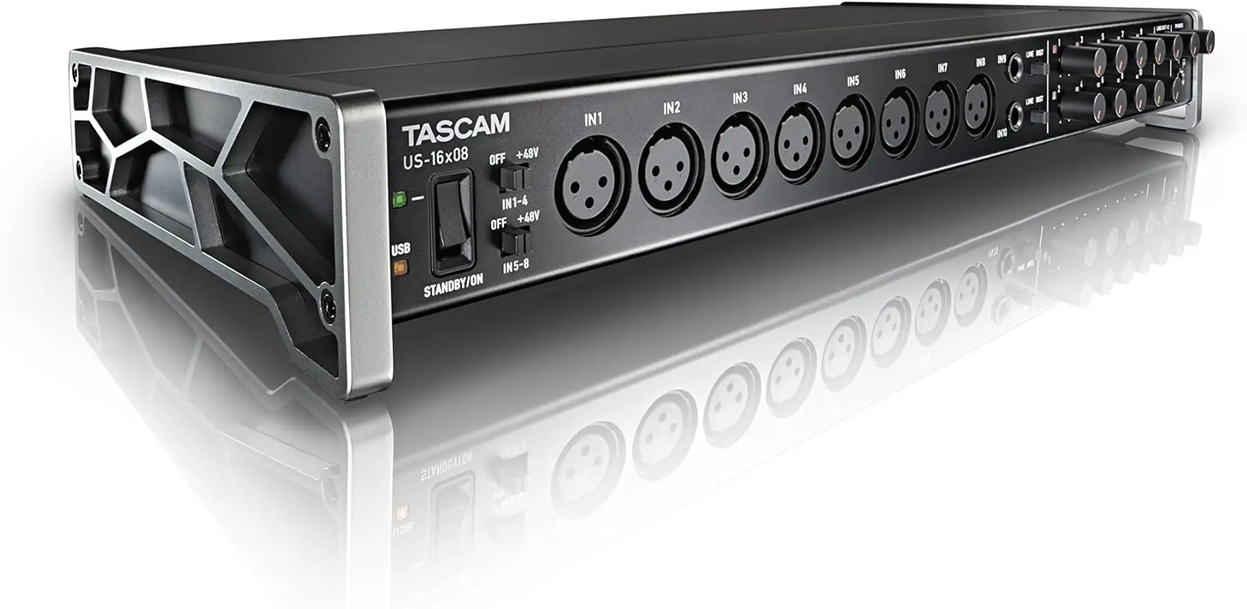 

Tascam US-16x08 Rackmount USB Audio/MIDI Interface for Recording, Drum Recording, 8 XLR/8 1/4" Inputs, 8 Outputs,