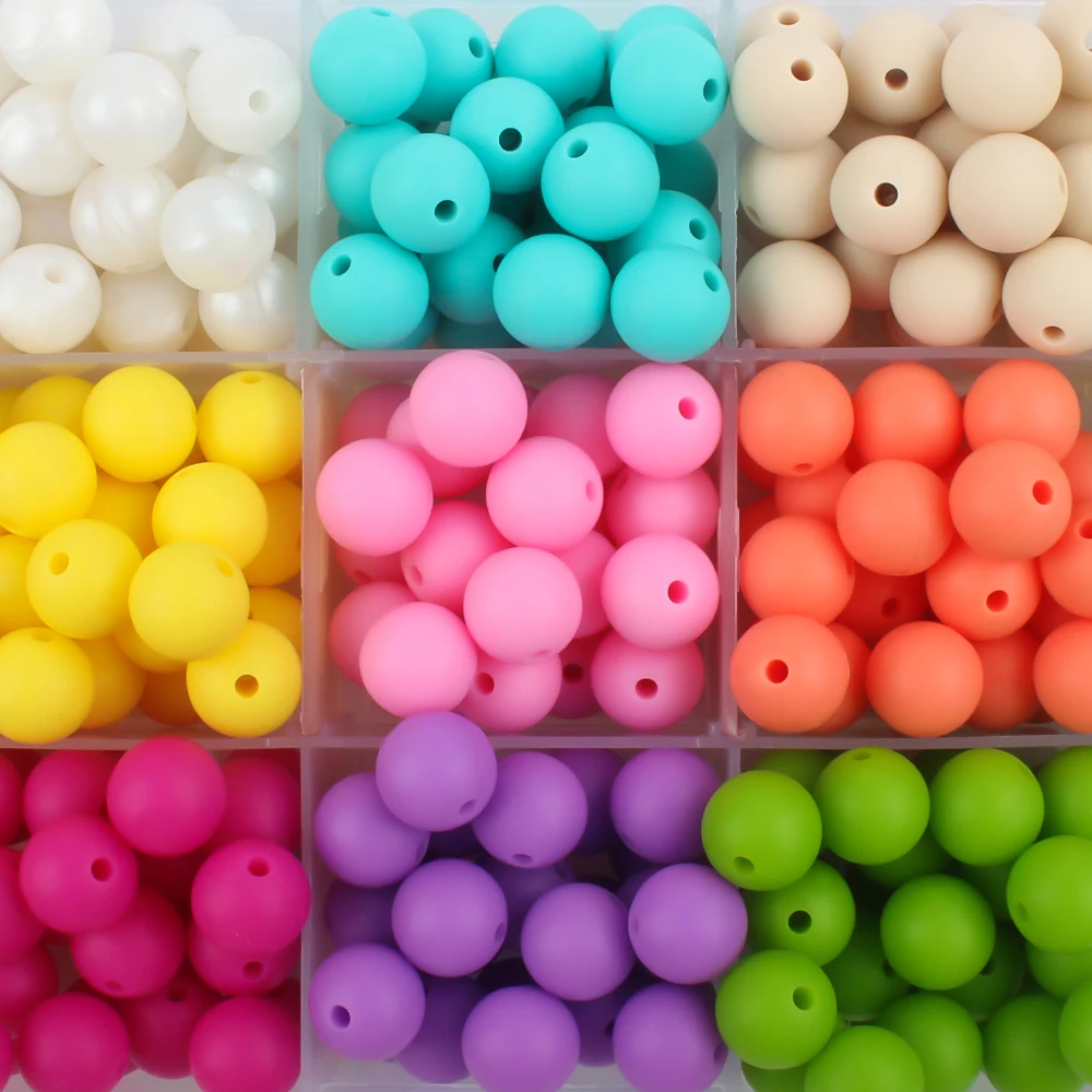 

25PCS 12mm Silicone Beads Baby Round Beads Teether BPA Free Teething Pearl Focal Beads Food Grade DIY Pacifier Chain Accessories