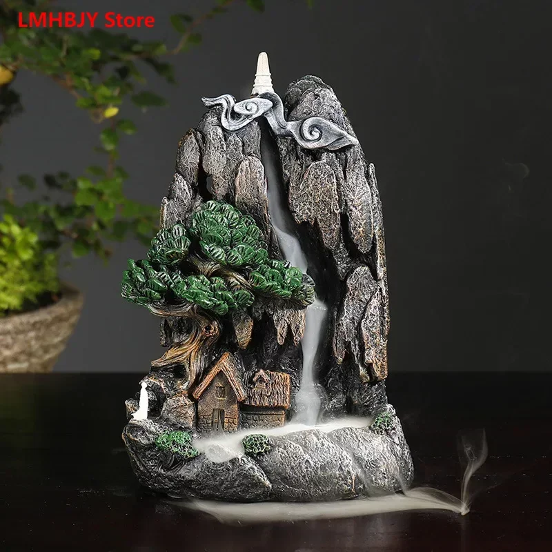 

LMHBJY Resin Process Reverse Flow Incense Burner Decoration Creative European and American Zen Smoke Backflow Incense Burner