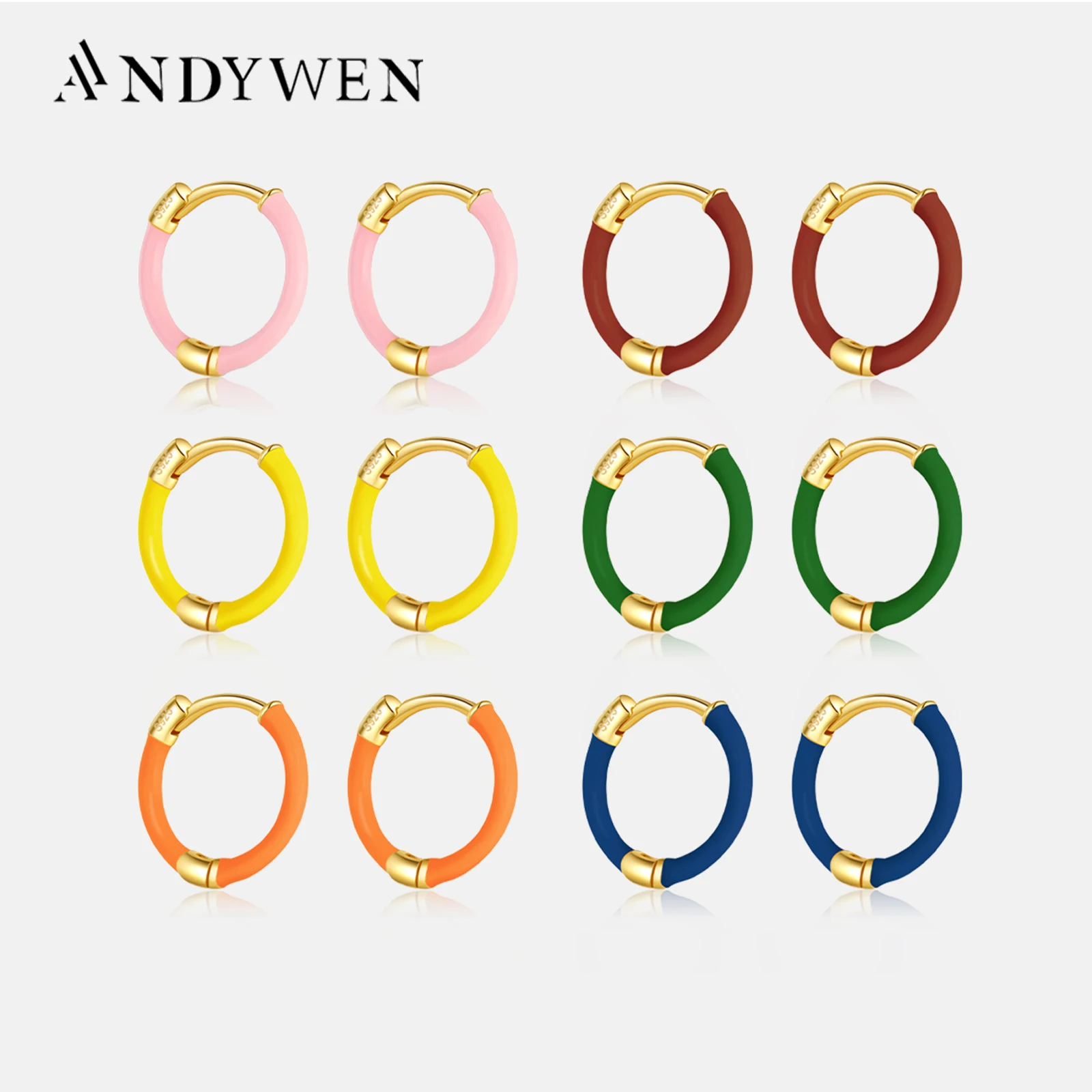 ANDYWEN 925 Sterling Silver Gold Colorful Enamel Pink Green Huggies Women Luxury Piercing Clips Pendientes Round Fine Jewelry
ANDYWEN 925 Sterling Silver Gold Colorful Enamel Pink Green Huggies Women Luxury Piercing Clips Pendientes Round Fine Jewelry