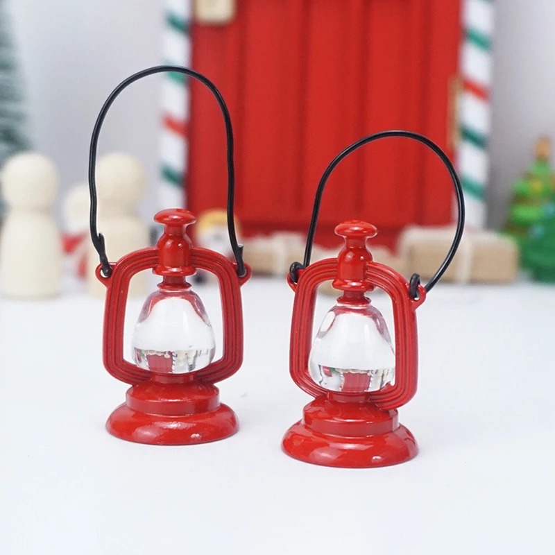 

1Pc 1:12 Dollhouse Miniature Red Kerosene Lamp Simulation Oil Lamp Ornaments Model Home Living Scene Decor Toy