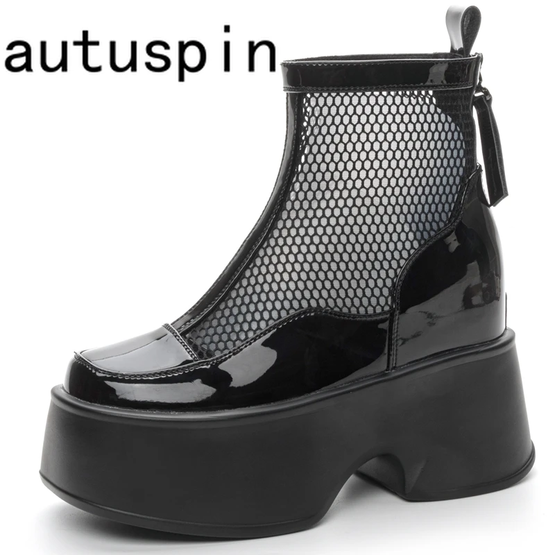 AUTUSPIN 10cm Fashion Platform Boots for Women Summer Breathable Hollow Out Mesh Shoes Ladies Party Nightclub Super High Heels
AUTUSPIN 10cm Fashion Platform Boots for Women Summer Breathable Hollow Out Mesh Shoes Ladies Party Nightclub Super High Heels
