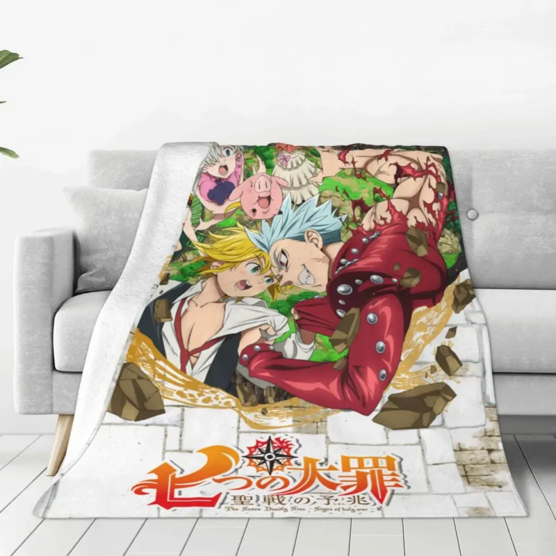 

Nanatsu No Taizai Anime Blanket The Seven Deadly Sins Flannel Vintage Warm Throw Blanket for Home Autumn/Winter