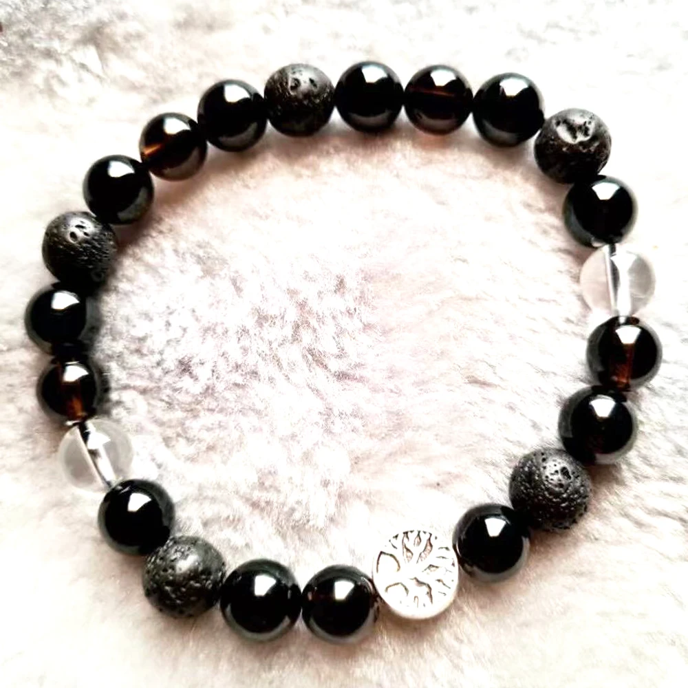 MG2070 New Black Tourmaline Smoky Quartz Rock Lava Mix Gemstone Bracelet Tree Of Life Charm Stress Relief Wrist Yoga Mala
MG2070 New Black Tourmaline Smoky Quartz Rock Lava Mix Gemstone Bracelet Tree Of Life Charm Stress Relief Wrist Yoga Mala