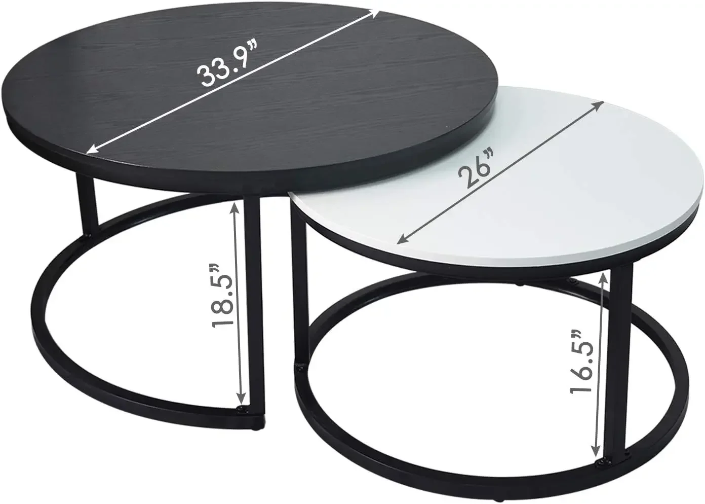 

Usinso-круглые журнальные столики, набор из 2 круглых журнальных столиков, круглый журнальный столик с открытой полкой для хранения