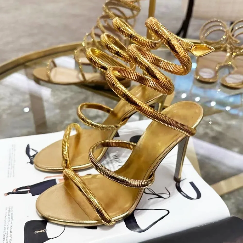 Gold Ankle Strap High Heels Women Elegant Party Sandals Gold Ankle Strap High Heels Women Elegant Party Sandals