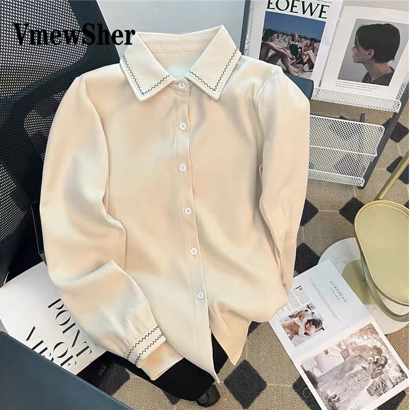VmewSher 3 Plain Autumn New Long Sleeved Shirt Women Retro Casual Top Stitching Turndown Collar Fashion Single Breasted Blouse
VmewSher 3 Plain Autumn New Long Sleeved Shirt Women Retro Casual Top Stitching Turndown Collar Fashion Single Breasted Blouse