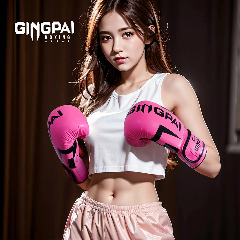

Боксерские перчатки в профессиональном стиле для женщин, из искусственной кожи, тренировочные перчатки для муай-тайского, спарринга, Бойцовского кикбоксинга, перчатки для взрослых