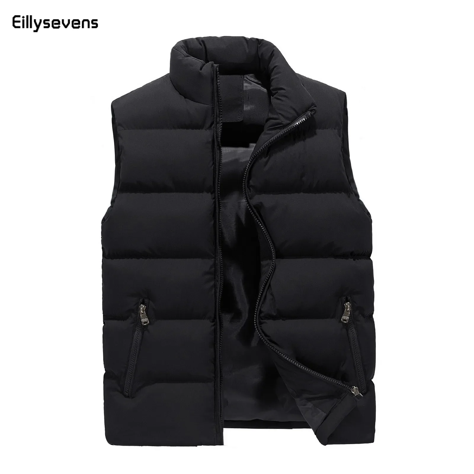

Men'S Jacket Winter Warm Coats For Men Thickened Stand Collar Down Vest Oversized Jackets Puffer Vest Sleeveless Zipper Coat