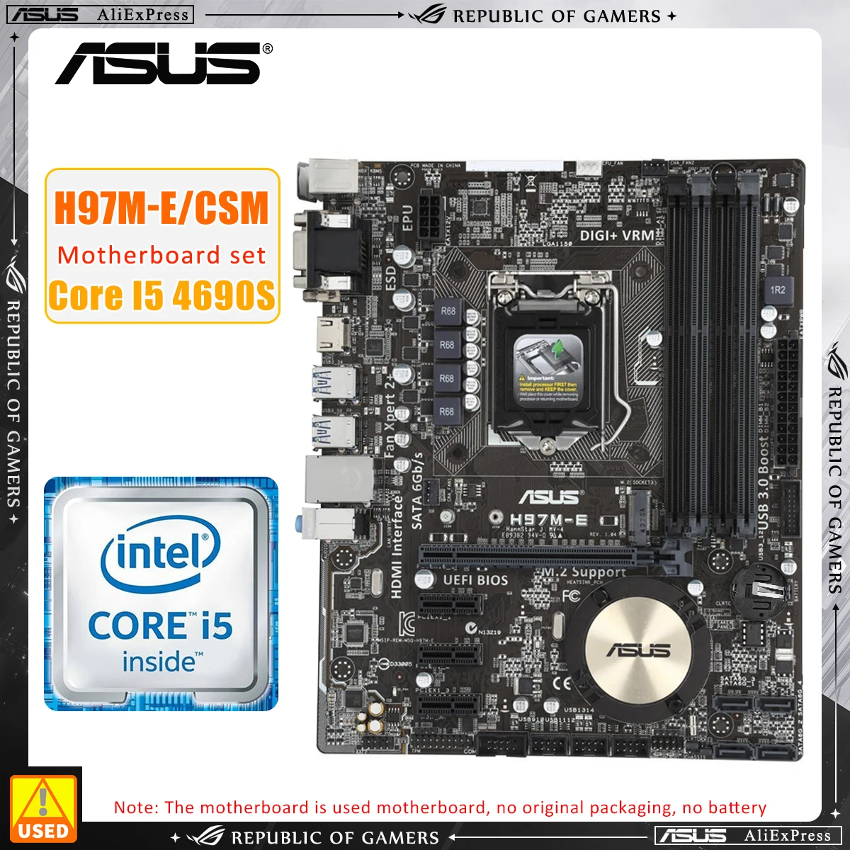 LGA 1150 Motherboards kit Asus H97M-E/CSM +I5 4690S cpu 4×DDR3 DIMM 32GB intel H97 Motherboard 6 x SATA M.2 MICRO ATX
LGA 1150 Motherboards kit Asus H97M-E/CSM +I5 4690S cpu 4×DDR3 DIMM 32GB intel H97 Motherboard 6 x SATA M.2 MICRO ATX