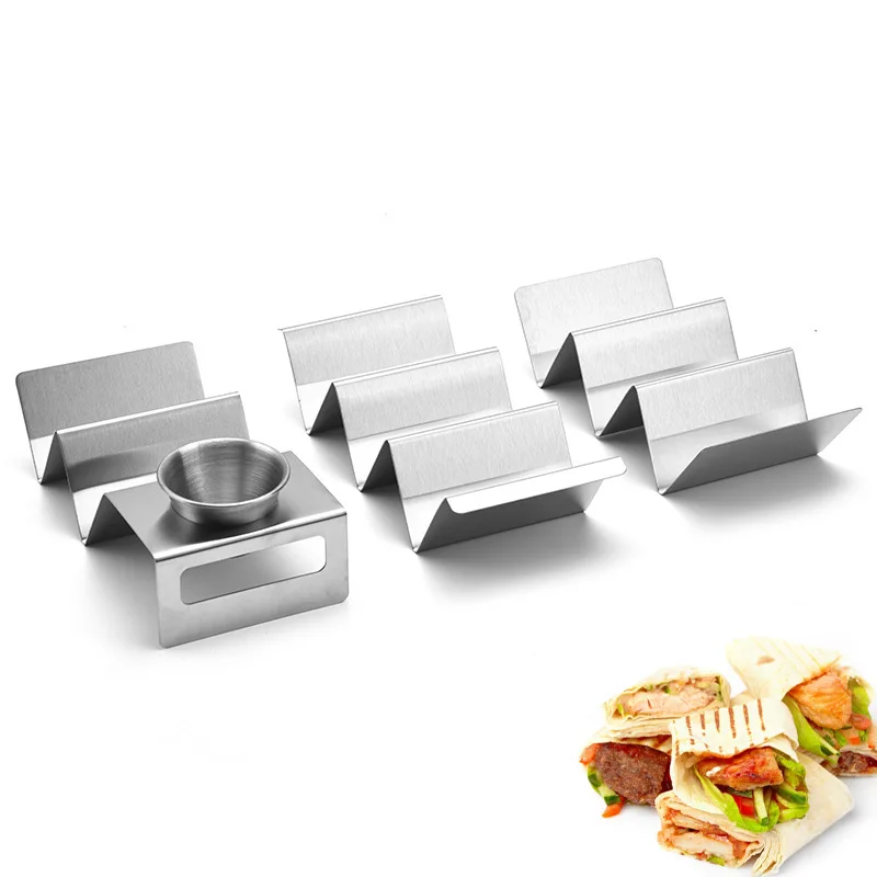 

Taco Holder Stands Stainless Steel with Easy-Access Handle, Oven, Grill, and Dishwasher Safe, Smooth Edge