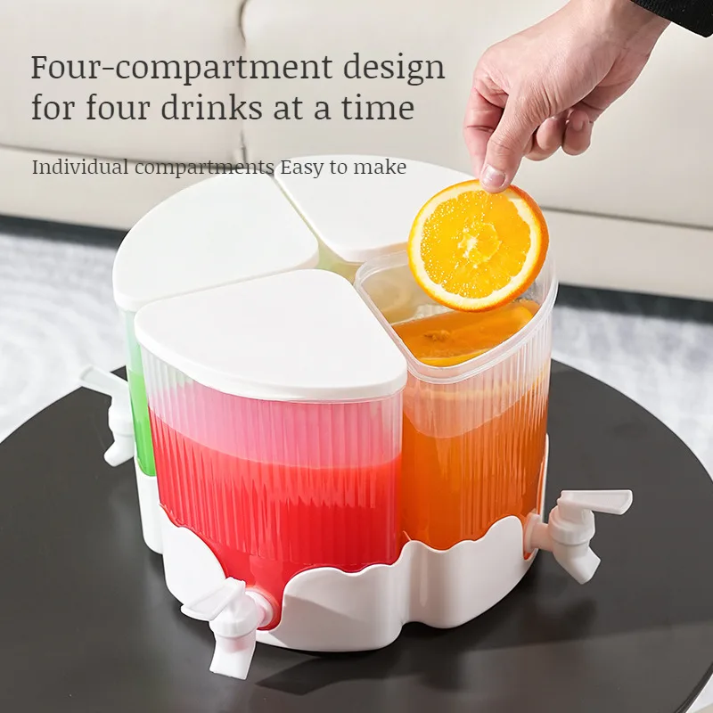 Rotary cold water kettle with faucet refrigerator compartment cold water kettle household juice bucket herbal tea large capacity 
Rotary cold water kettle with faucet refrigerator compartment cold water kettle household juice bucket herbal tea large capacity