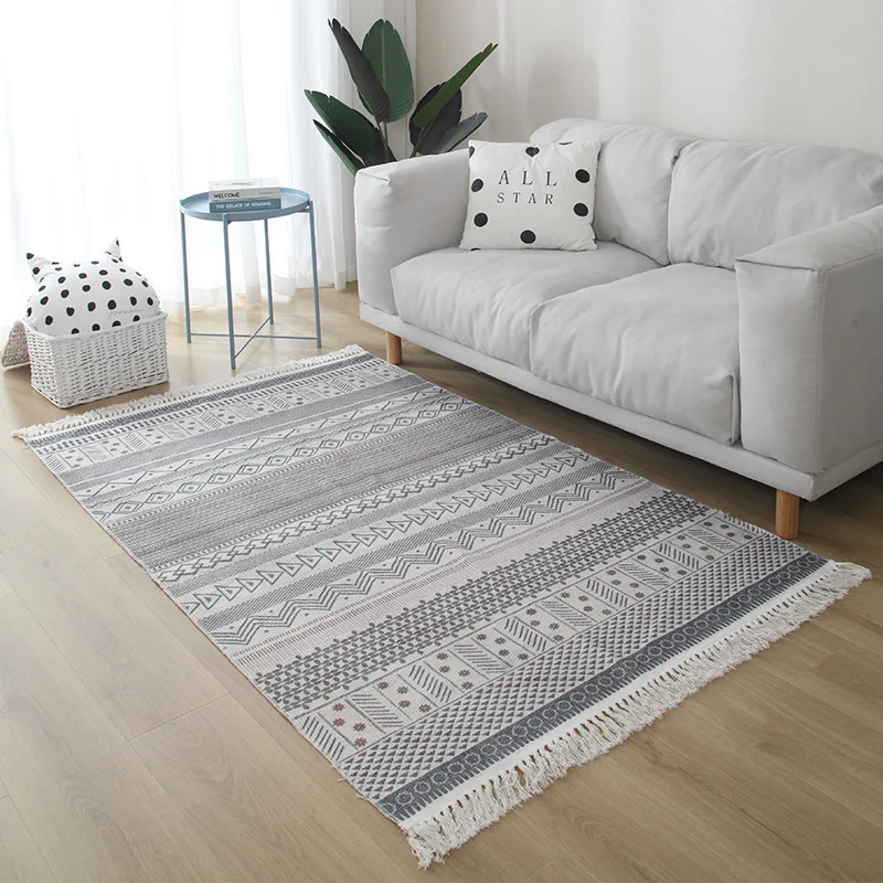Moroccan Style Carpet Cotton And Linen Woven Bohemian Living Room Bedside Tassel Mat Simple And Versatile
Moroccan Style Carpet Cotton And Linen Woven Bohemian Living Room Bedside Tassel Mat Simple And Versatile