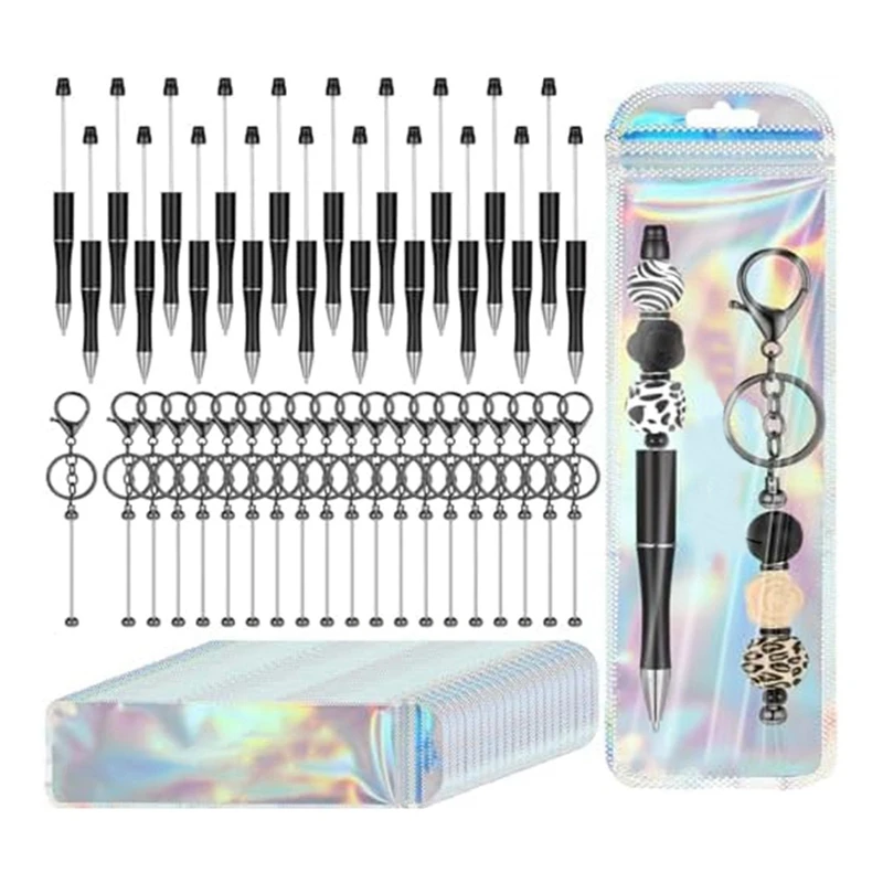 NEW-Beadable Pens Kit Black Ink Beadable Pens Beadable Keychain Bar Resealable Pouch Bag For School Thank Office Wedding
NEW-Beadable Pens Kit Black Ink Beadable Pens Beadable Keychain Bar Resealable Pouch Bag For School Thank Office Wedding