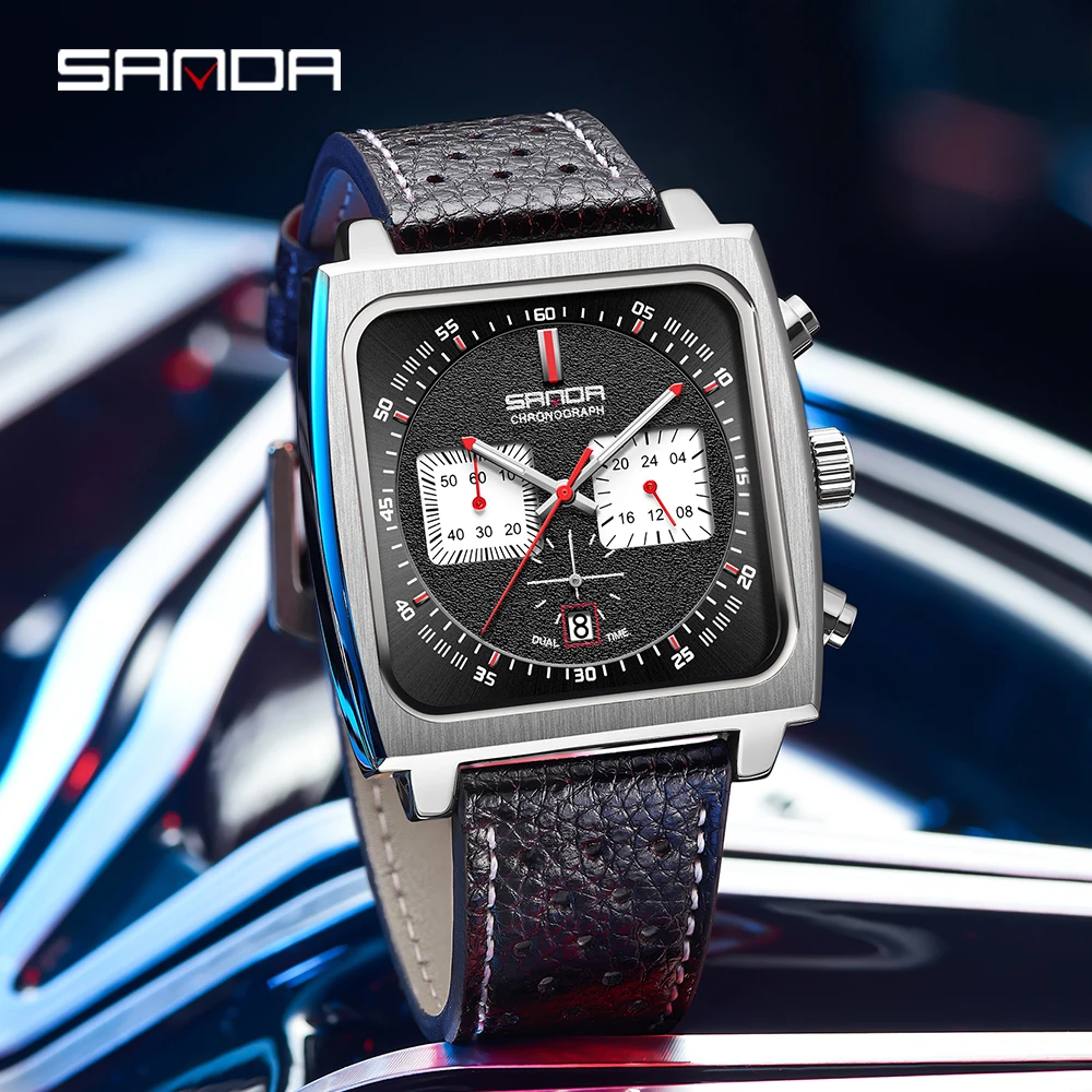 

Sanda Luxury Watch Men Square Calendar Leather Quartz Wristwatches 2023 Hot New Quartz Wristwatches Gentleman Fashion Watches