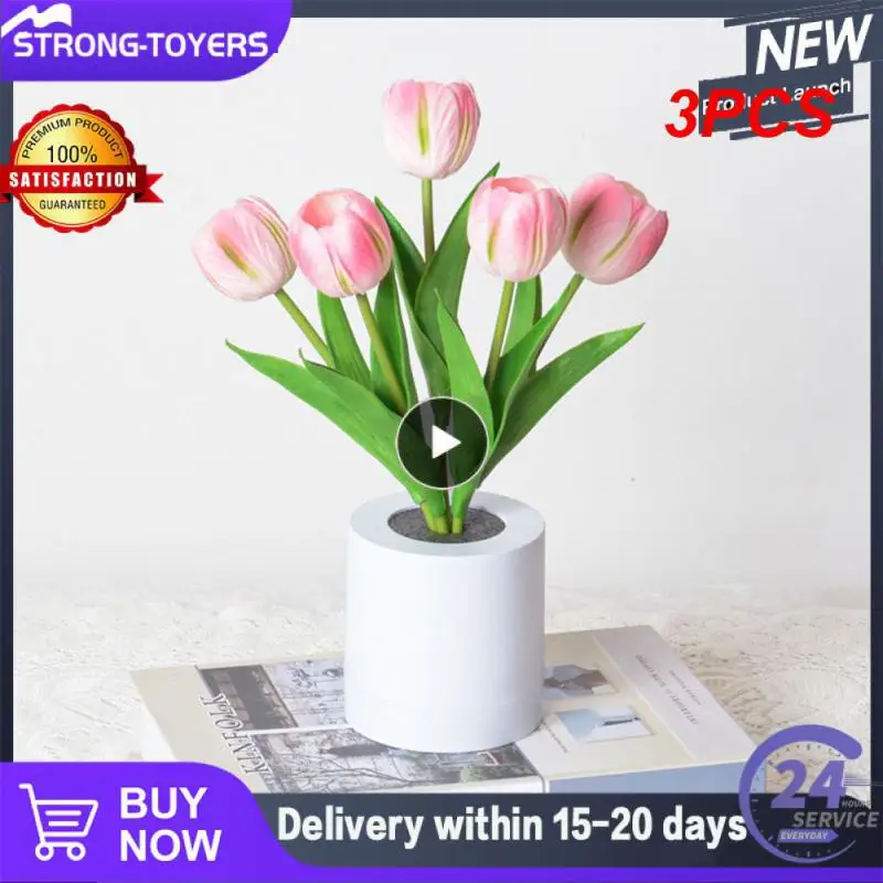 

3PCS Romantic Flower Table Lamp Home Led Tulip Night Light Led Tulip Night Lamp Gift Energy Saving Bedside Atmosphere Lights