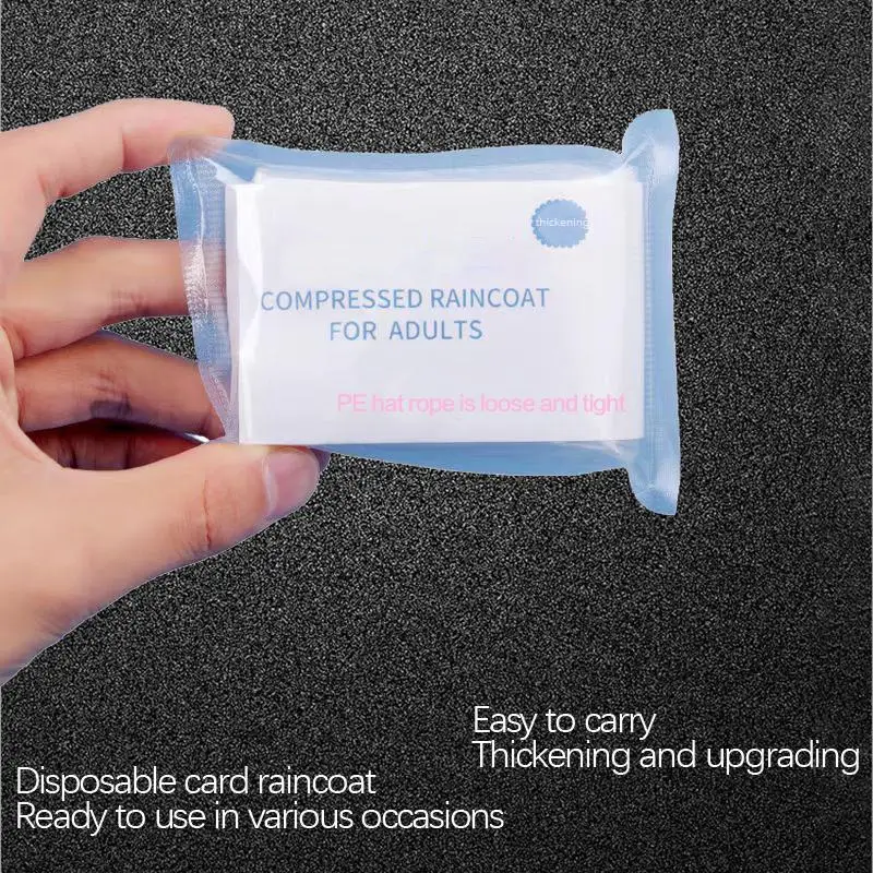 New Portable Raincoat Outdoor Travel Keep Dry Fashion Necessary Compression Disposable Card Raincoat Rain Pants
New Portable Raincoat Outdoor Travel Keep Dry Fashion Necessary Compression Disposable Card Raincoat Rain Pants