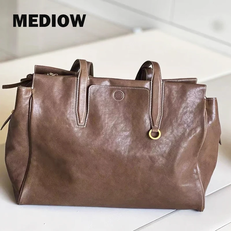 

MEDIOW England Style Tote Bags For Women Luxury Designer Handbag Purses 2024 New In Large Capacity Top Handle Briefcase Shoulder
