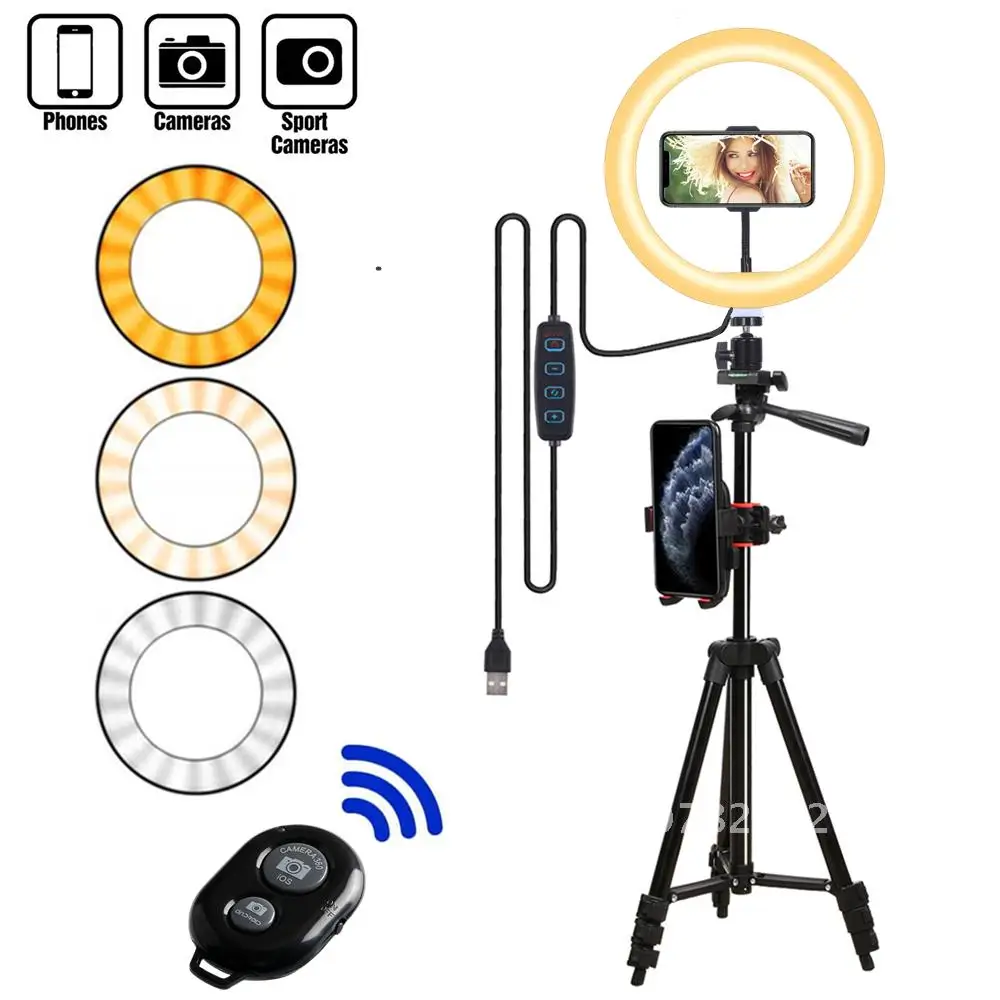 

Ring Light Selfie With Tripod LED Ring Lamp for Phone Video Photography Lighting Holder for YouTube Selfie Phone