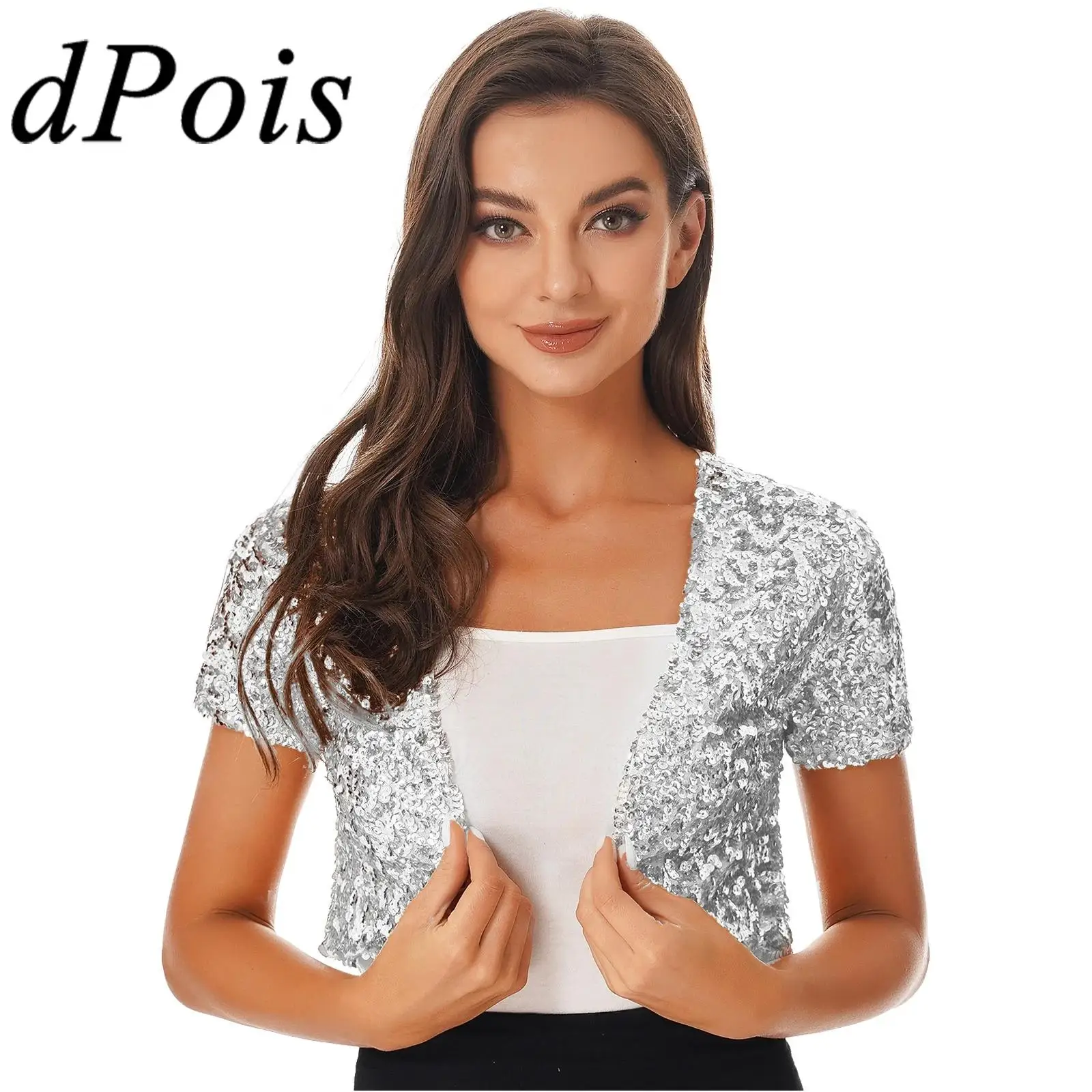 Womens Shiny Sequins Jacket Coat Wedding Evening Bolero Shrug Cardigan Outwear for Retro Club Party Dance Wear Stage Performance
Womens Shiny Sequins Jacket Coat Wedding Evening Bolero Shrug Cardigan Outwear for Retro Club Party Dance Wear Stage Performance
