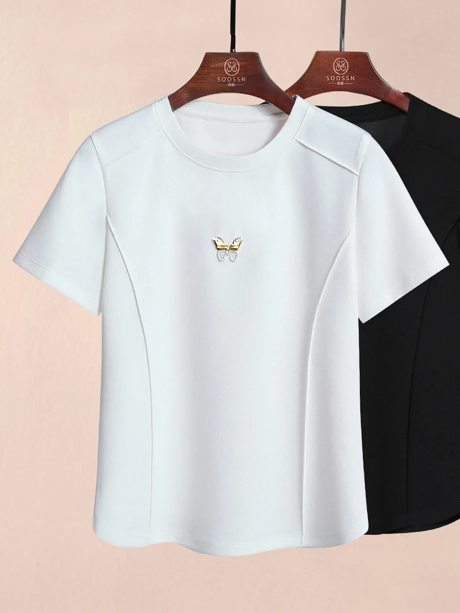 

Женский Белый Топ, крутая футболка с открытой дверью большого размера, лето 2024, бесплатная доставка, одежда, женская одежда, корейская модная рубашка Y2k 3xl
