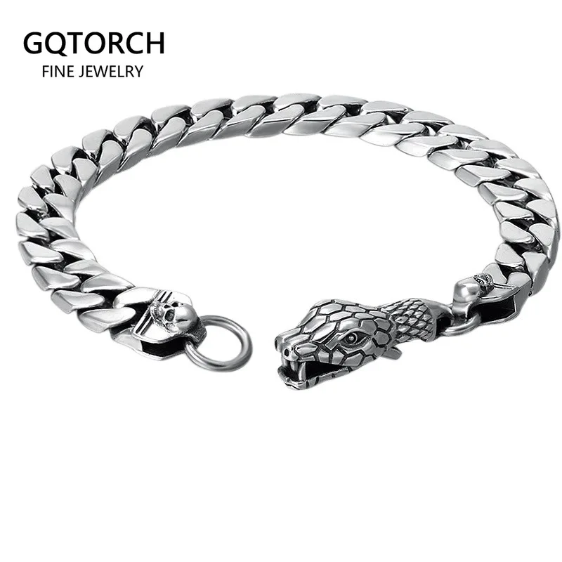 925 Sterling Silver Bracelet for Men Thai Silver Punk Rock Style Snake Head Buckle Men's Bracelet Personalized Gift Wholesale
925 Sterling Silver Bracelet for Men Thai Silver Punk Rock Style Snake Head Buckle Men's Bracelet Personalized Gift Wholesale