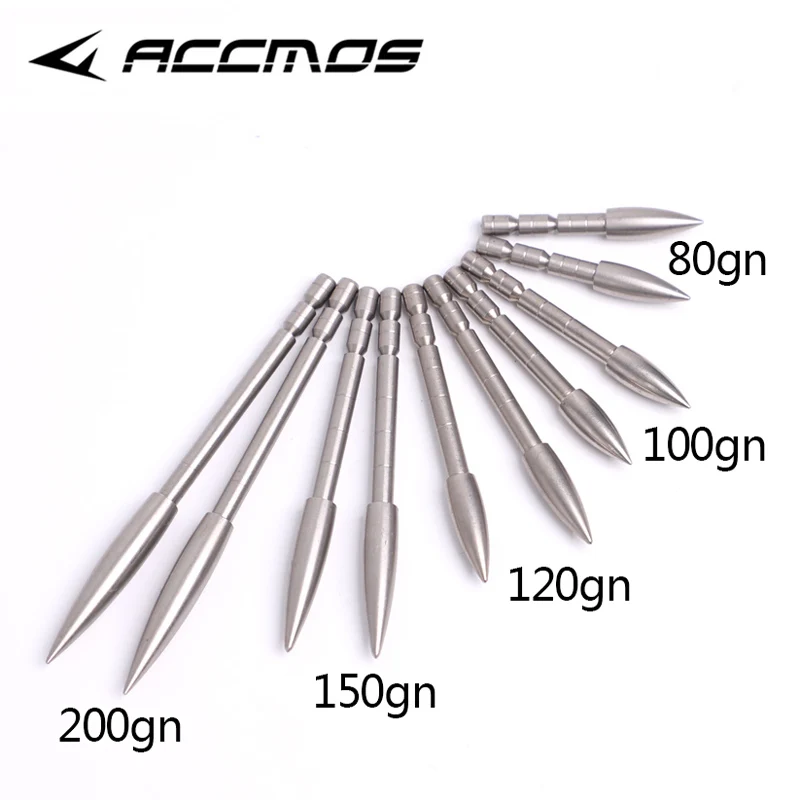 

12pcs DIY 80 100 120 150 200 Grain Stainless Steel Bullet Point Tip Arrow Head For ID 4.2MM Shaft Archery Accessory