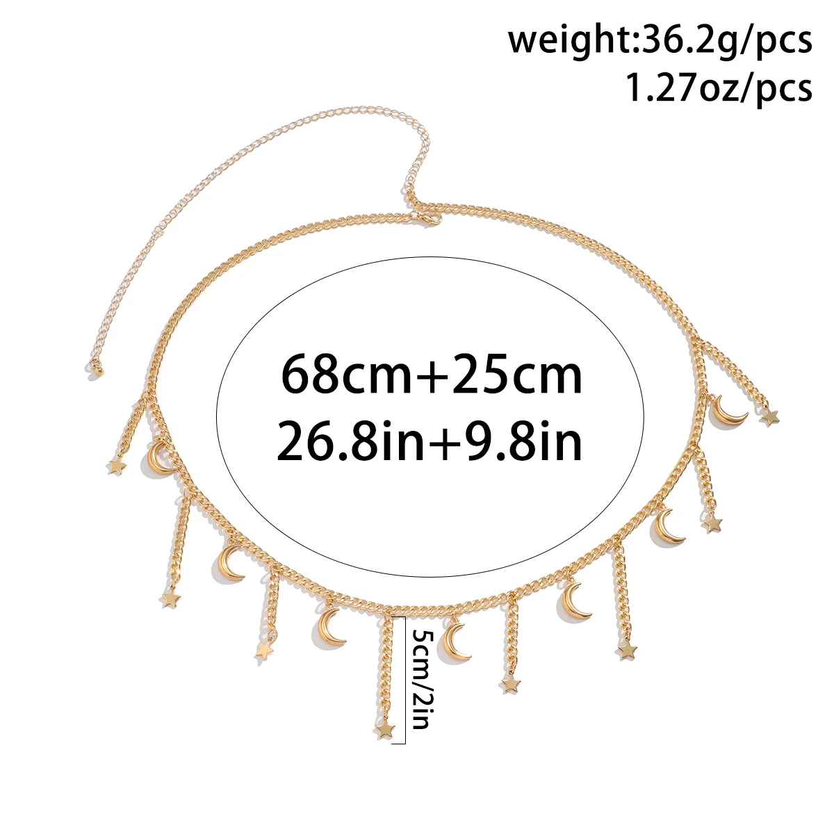 Salircon – pendentif en métal, chaîne de taille, étoile, lune, Vintage, Sexy, Bikini, plage, ventre, chaîne, bijoux d'été 5