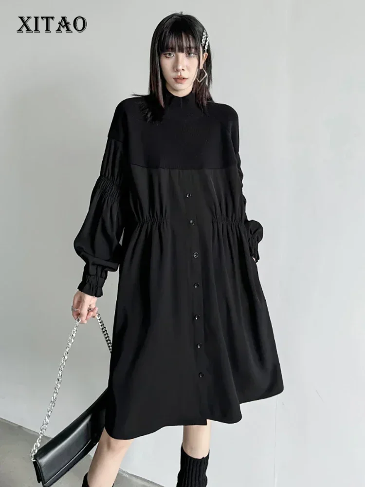 XITAO Stand Collar Knitting Patchwork Folds Dresses Pullover Single Breasted Loose Knee-length Dress 2023 Autumn New DMJ3217
XITAO Stand Collar Knitting Patchwork Folds Dresses Pullover Single Breasted Loose Knee-length Dress 2023 Autumn New DMJ3217