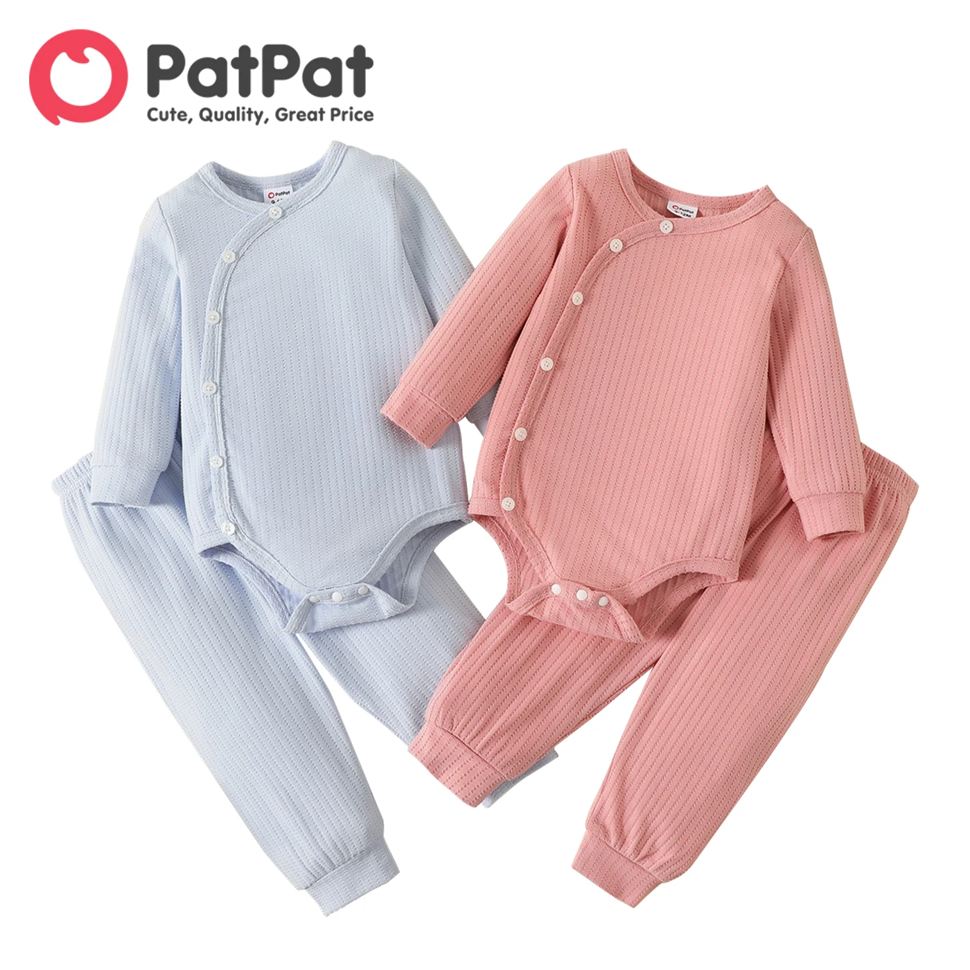 PatPat 2pcs Baby Boy/Girl Solid Textured Long-sleeve Button Romper and Pants Set
PatPat 2pcs Baby Boy/Girl Solid Textured Long-sleeve Button Romper and Pants Set
