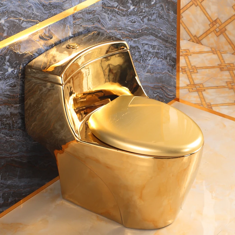 Electroplated gold ceramic toilet toilet with local gold low water tank artistic personality toilet
Electroplated gold ceramic toilet toilet with local gold low water tank artistic personality toilet