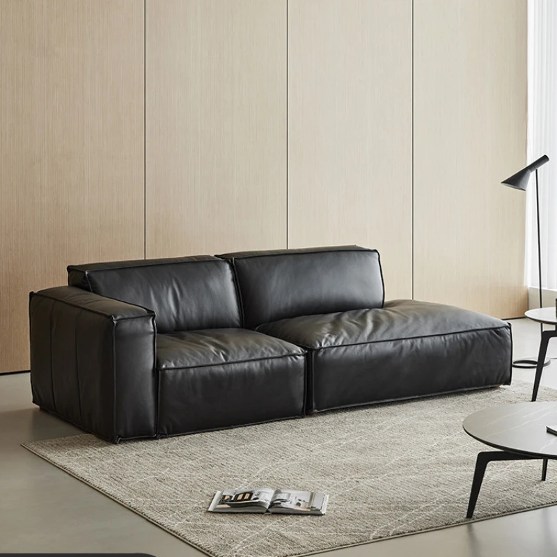 Luxury Italian style minimalist leather sofa for small household design, retro straight row three person tofu block sofa
Luxury Italian style minimalist leather sofa for small household design, retro straight row three person tofu block sofa